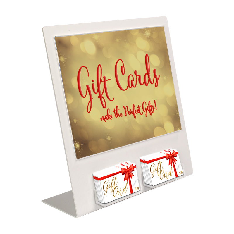 Gift Card Display with 2 Pockets & 11 x 8.5 Slide in Sign Holder in